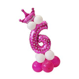 Numbers 6 and 8 Crown Balloons Column Set Happy Birthday Arch Garland Pink