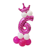 Numbers 6 and 8 Crown Balloons Column Set Happy Birthday Arch Garland Pink