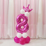 Numbers 6 and 8 Crown Balloons Column Set Happy Birthday Arch Garland Pink