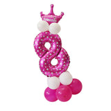 Numbers 6 and 8 Crown Balloons Column Set Happy Birthday Arch Garland Pink