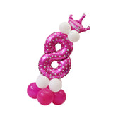 Numbers 6 and 8 Crown Balloons Column Set Happy Birthday Arch Garland Pink