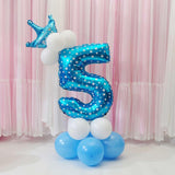 Pink+ Blue Numbers Crown Balloons Column Set Happy Birthday Garland Number 5