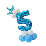 Pink+ Blue Numbers Crown Balloons Column Set Happy Birthday Garland Number 5