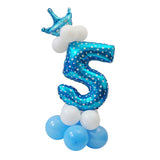 Pink+ Blue Numbers Crown Balloons Column Set Happy Birthday Garland Number 5