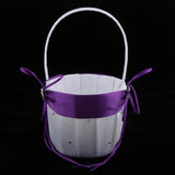 Maxbell 3pcs Satin Wedding Flower Girl Basket Double Heart Rhinestone Decor Purple