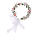 Maxbell 2 Pieces Women's Bridal Flower Hair Wreath Bridesmaid Garland White and Pink