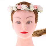 Maxbell 2 Pieces Women's Bridal Flower Hair Wreath Bridesmaid Garland White and Pink