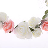 Maxbell 2 Pieces Women's Bridal Flower Hair Wreath Bridesmaid Garland White and Pink