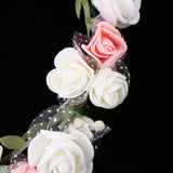Maxbell 2 Pieces Women's Bridal Flower Hair Wreath Bridesmaid Garland White and Pink
