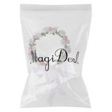 Maxbell 2 Pieces Women's Bridal Flower Hair Wreath Bridesmaid Garland White and Pink