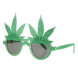 Novelty Party Sunglasses Glitter Green Maple Leaf Eye Glasses