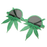 Novelty Party Sunglasses Glitter Green Maple Leaf Eye Glasses