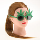 Novelty Party Sunglasses Glitter Green Maple Leaf Eye Glasses