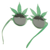 Novelty Party Sunglasses Glitter Green Maple Leaf Eye Glasses