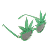 Novelty Party Sunglasses Glitter Green Maple Leaf Eye Glasses