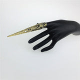 Maxbell Vintage Chinese Ancient Queen Women Hollow out Punk Antique Gold Claw Fingernail Ring Fancy Dress Props 12 cm - Aladdin Shoppers