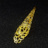 Maxbell Vintage Chinese Ancient Queen Women Hollow out Punk Antique Gold Claw Fingernail Ring Fancy Dress Props 12 cm - Aladdin Shoppers