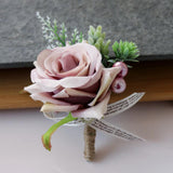 2Pcs Romantic Wedding Party Rose Silk Flower Boutonniere Corsage Dusty Pink