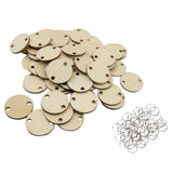 Maxbell 100pcs Plain Blank Solid Round Wooden Chips Circles Discs Board Tag Craft