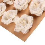Maxbell 5pcs Hessian Burlap Lace Rose Flower Heads Rustic Wedding Party Decor 6cm