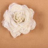 Maxbell 5pcs Hessian Burlap Lace Rose Flower Heads Rustic Wedding Party Decor 6cm