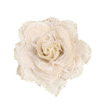 Maxbell 5pcs Hessian Burlap Lace Rose Flower Heads Rustic Wedding Party Decor 6cm