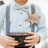 4x Ring Security Badge Pin Wooden Ring Bearer Gift for Boy Wedding Acce