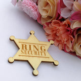 4x Ring Security Badge Pin Wooden Ring Bearer Gift for Boy Wedding Acce