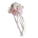 Maxbell 2pcs Artificial Ribbon Flowers Wedding Car Mirror Door Handles Decor Pink