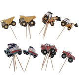 Maxbell 48 Pieces Paper Car Cupcake Picks Cake Toppers for Kids Birthday Party Decor