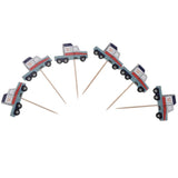 Maxbell 48 Pieces Paper Car Cupcake Picks Cake Toppers for Kids Birthday Party Decor