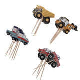 Maxbell 48 Pieces Paper Car Cupcake Picks Cake Toppers for Kids Birthday Party Decor