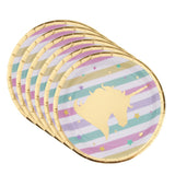 Maxbell 18pcs Unicorn Round Disposable Paper Plates Birthday Party Tableware DIY 7"