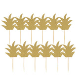 Maxbell 24pcs Glitter Pineapple Cupcake Pick Cake Topper Birthday Party Decor Gold