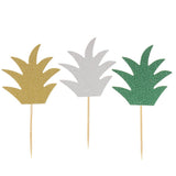 Maxbell 24pcs Glitter Pineapple Cupcake Pick Cake Topper Birthday Party Decor Gold