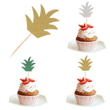 Maxbell 24pcs Glitter Pineapple Cupcake Pick Cake Topper Birthday Party Decor Gold