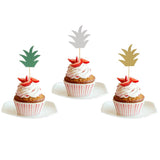 Maxbell 24pcs Glitter Pineapple Cupcake Pick Cake Topper Birthday Party Decor Gold