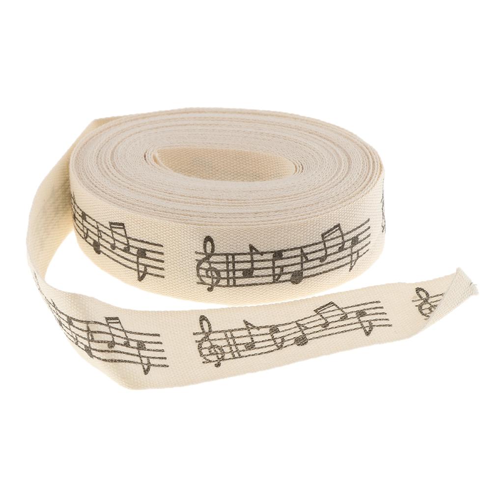 Maxbell 5 Yards Musical Note Printed Fabric Ribbon Gift Package Craft Decor 15mm