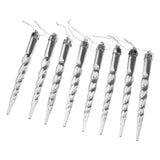 Maxbell Christmas tree decoration Plastic Column Hanging Ornament Set of 8  Silver