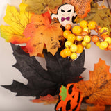 Maxbell 2pcs Artificial Maple Berry Pumpkin Halloween Flower Wreath Garland Decor