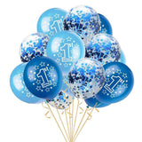 Maxbell 15pcs 1st Birthday Latex Confetti Balloons Party Decorations Blue