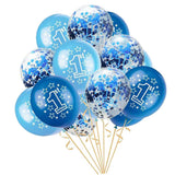 Maxbell 15pcs 1st Birthday Latex Confetti Balloons Party Decorations Blue