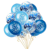 Maxbell 15pcs 1st Birthday Latex Confetti Balloons Party Decorations Blue