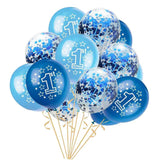 Maxbell 15pcs 1st Birthday Latex Confetti Balloons Party Decorations Blue