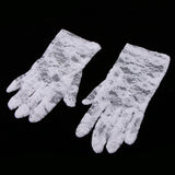 Maxbell Short Lace Gloves Wedding Halloween Party Costume Fancy Dress Props White