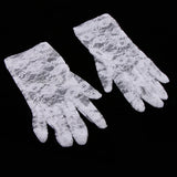Maxbell Short Lace Gloves Wedding Halloween Party Costume Fancy Dress Props White