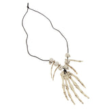 Maxbell 2pcs Skull Skeleton Hand Bone Necklace Halloween Caveman Pirate Fancy Dress