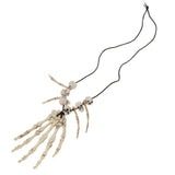 Maxbell 2pcs Skull Skeleton Hand Bone Necklace Halloween Caveman Pirate Fancy Dress