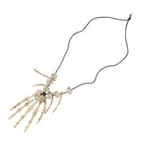 Maxbell 2pcs Skull Skeleton Hand Bone Necklace Halloween Caveman Pirate Fancy Dress