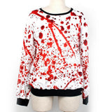 Maxbell Horror Bloody Fleece Sweatsuit O Neck Pullover Woman Halloween Costume S